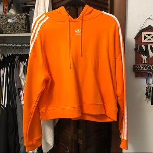 adidas neon orange cropped hoodie
